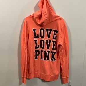 Pink Victoria Secret long hooded sweatshirt in orange hood condition Size Medium